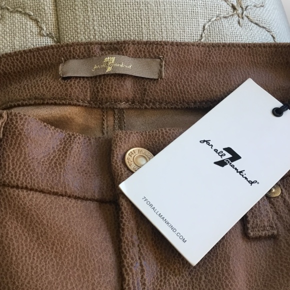 7 For All Mankind The Knee Seam Skinny Stretch Cognac Crackle Jean - Picture 10 of 15